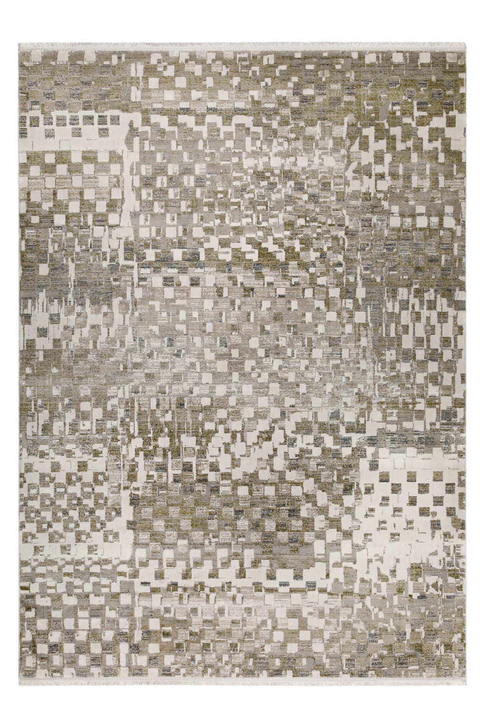 Tapis salon tissé motif géométrique tons de beige et gris 200x290