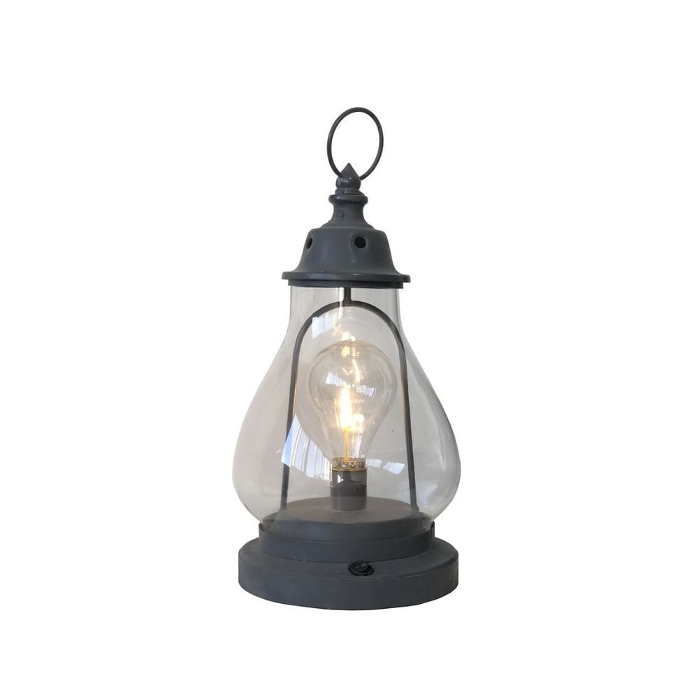 Lanterne extérieure jardin bougie à poser ancienne métal gris 35cm