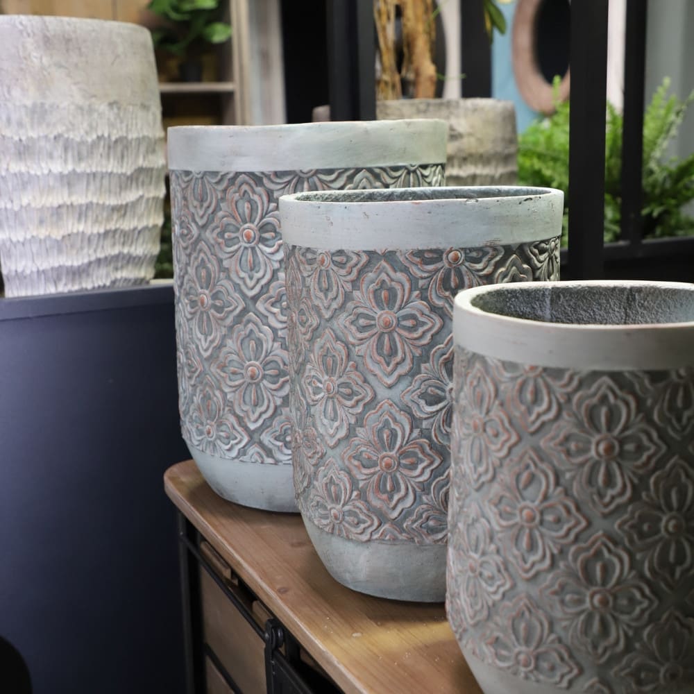 3 cache pots grandes tailles plante extérieur béton gris 34 41 49 cm - Maisons du Monde