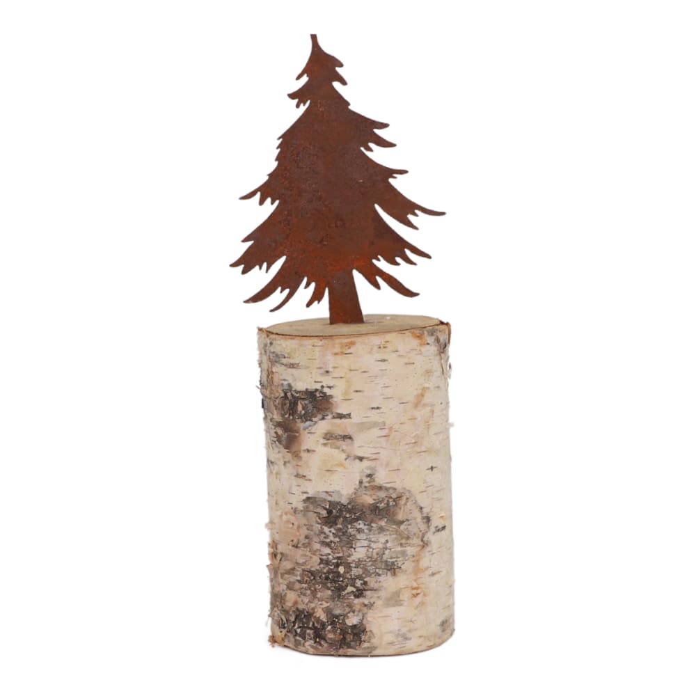 Sapin de Noël décoratif métal rouillé bois marron 8 x 37 cm