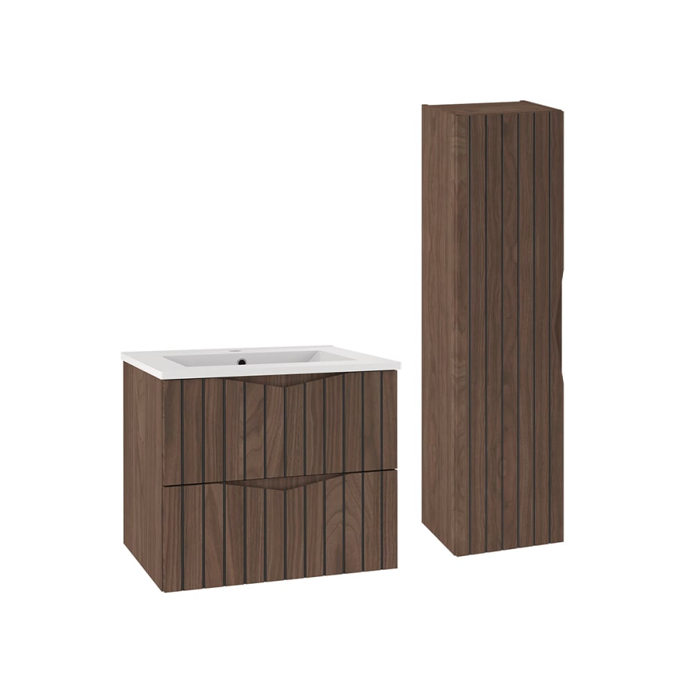 Ensemble meuble simple vasque panneaux mélaminé et mdf noir