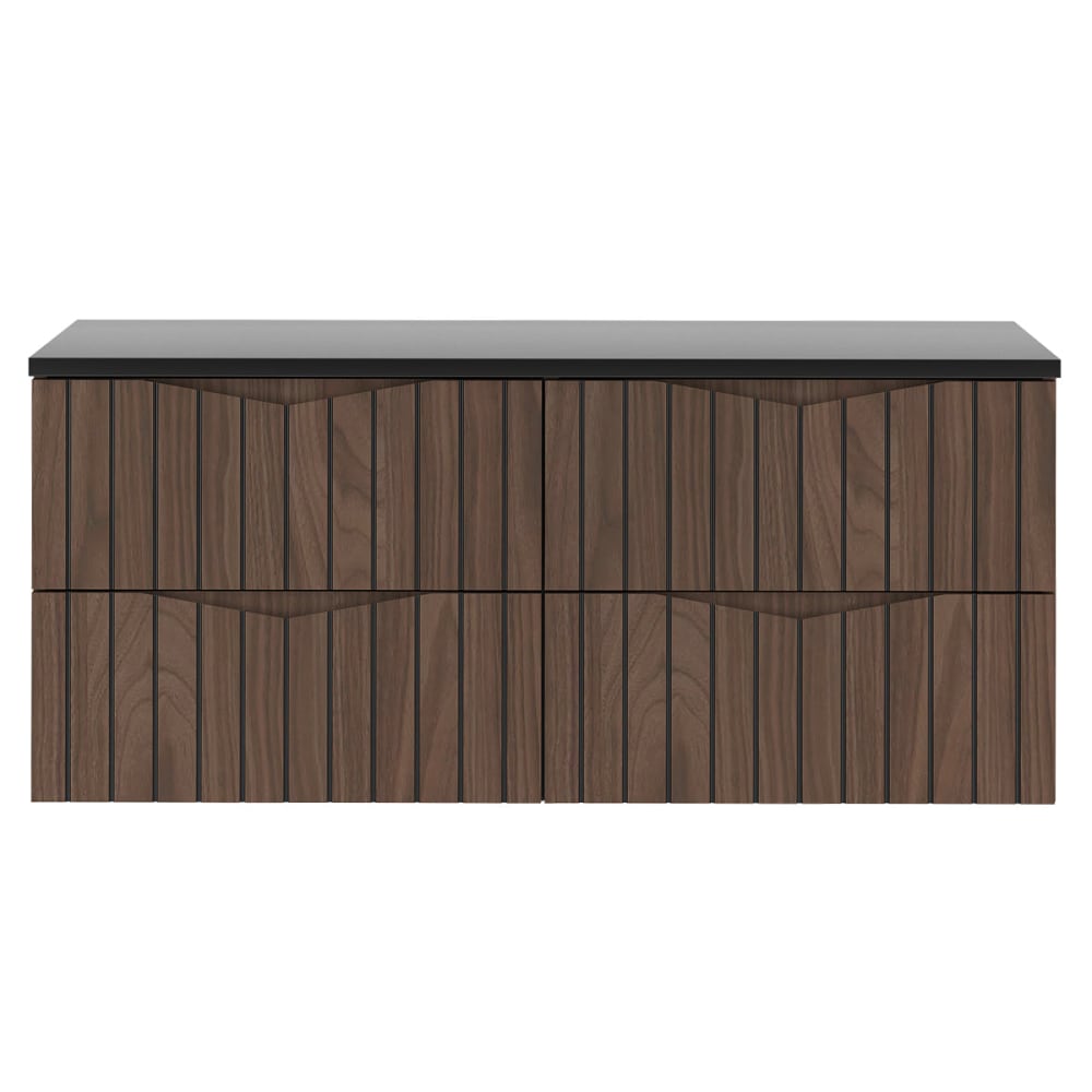 Meuble sous-vasque 120cm plan panneaux mélaminé et mdf noir - Maisons du Monde