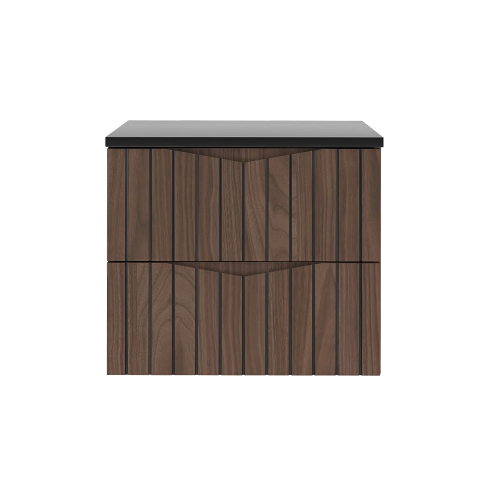 Waschbeckenunterschrank 60cm Melamin Holz und Schwarz - Maisons