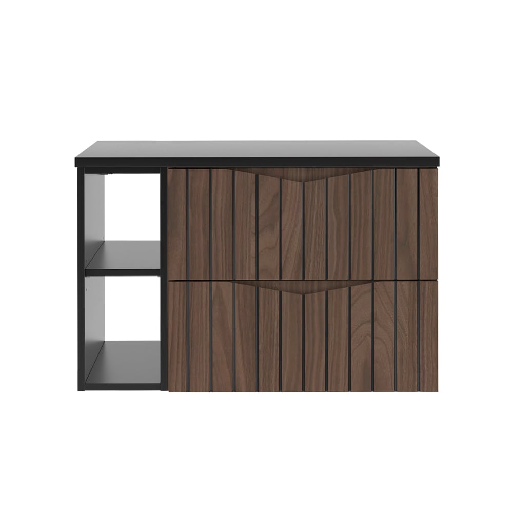 Waschtisch 80cm 2 Nischen Waschtisch Melamin Holz und Schwarz -
