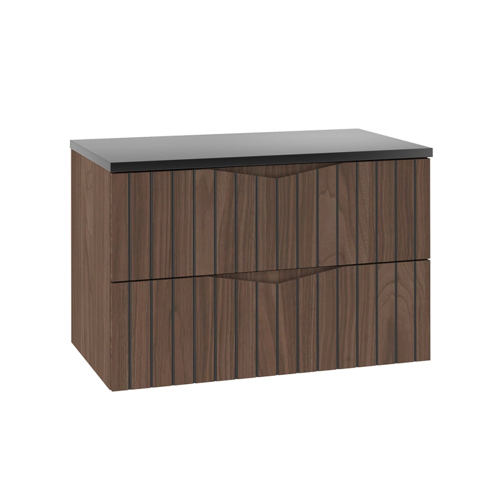 Petits meubles Waschbeckenunterschrank 80cm Melamin Holz und Schwarz Schwarz Spanplatte