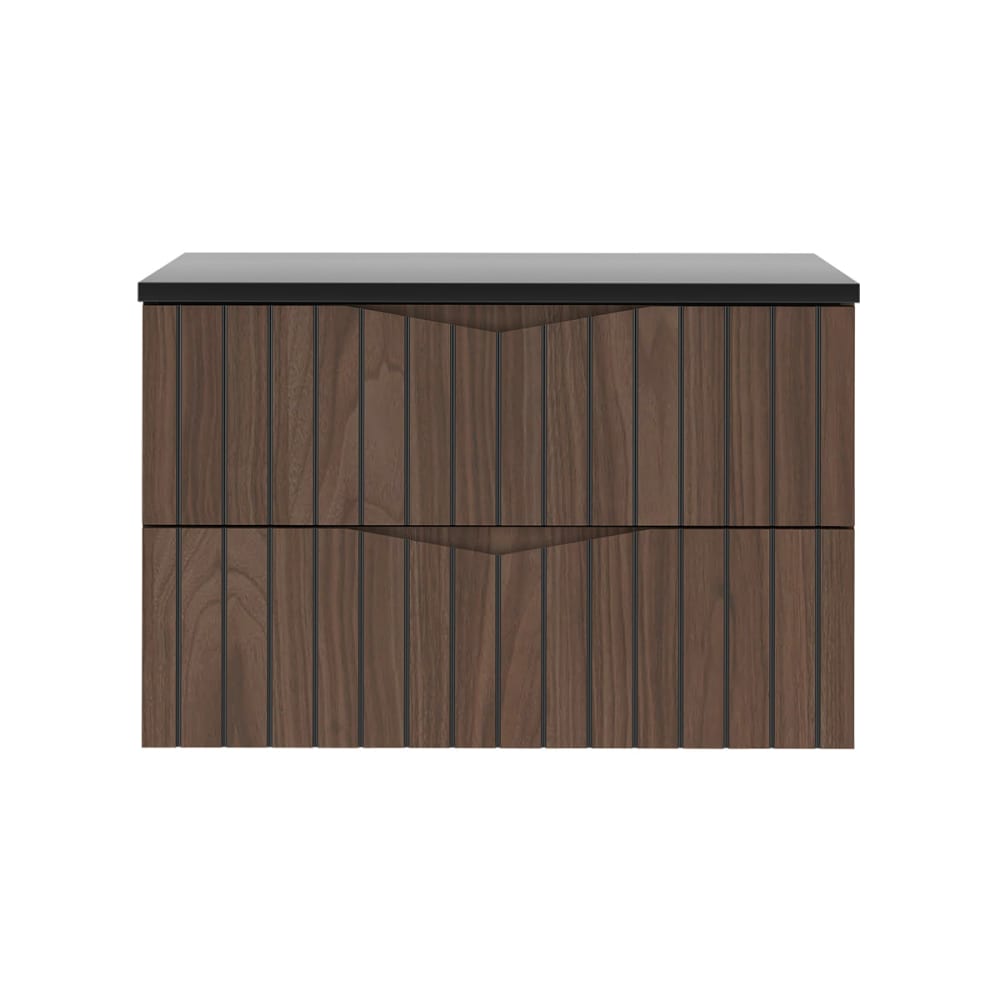 Waschbeckenunterschrank 80cm Melamin Holz und Schwarz - Maisons