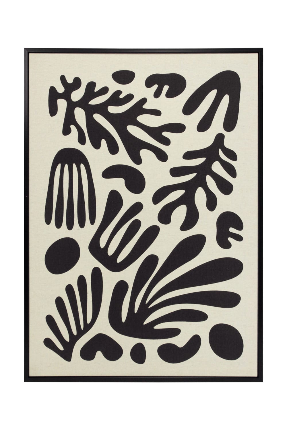 Tableau en lin avec impression 3D abstrait beige et noir 72x52x4 cm