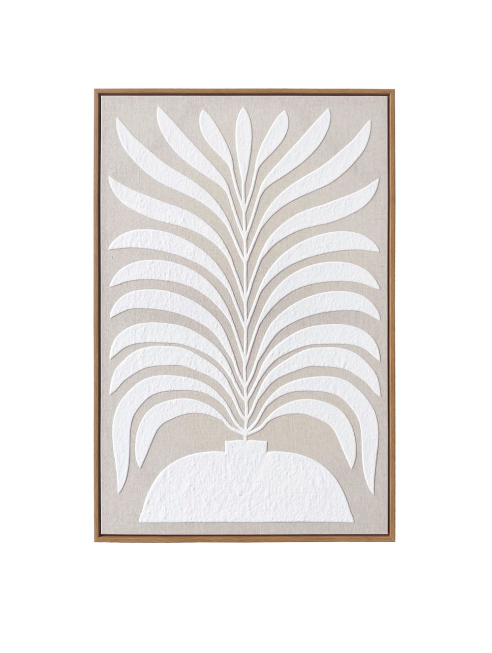 Tableau en lin avec impression 3D beige et blanc 93x63x4 cm