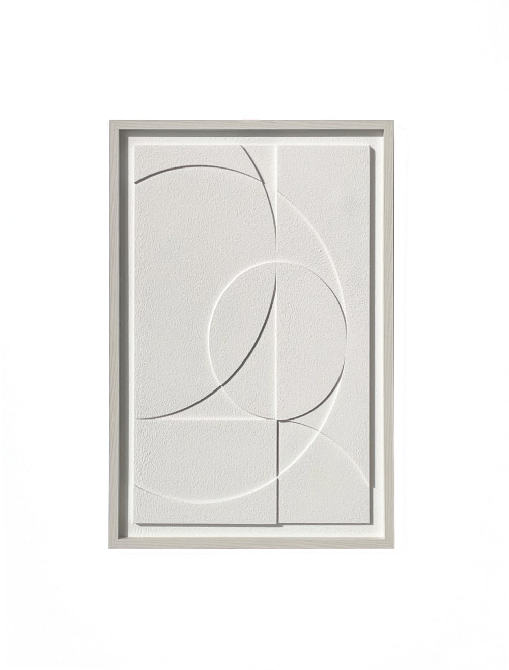 Tableau en résine 3D texturée géométrique blanc 93x63x4 cm