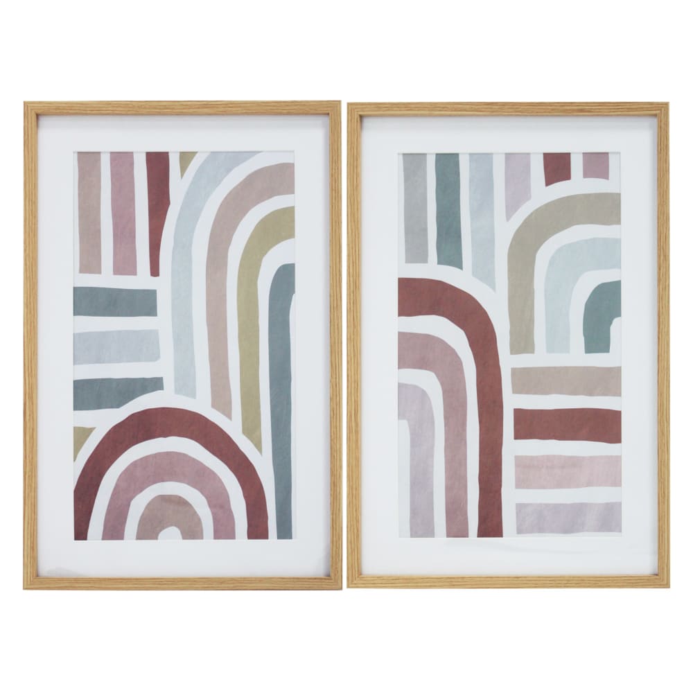 2 affiches imprimées encadrées géométriques multicolores 60x40x3