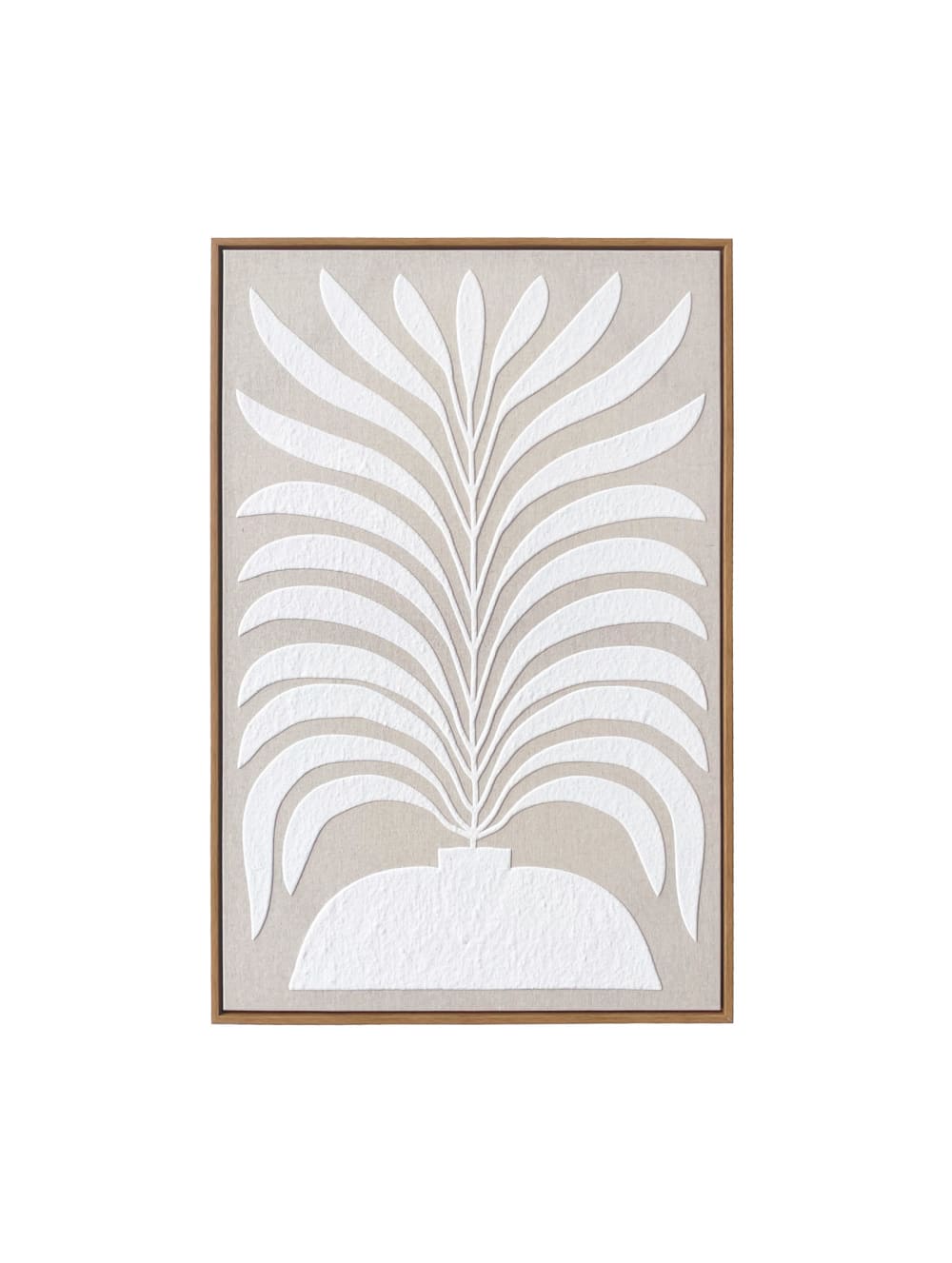 cuadro de lino con impresion 3d beige y blanco 73x53x4 cm