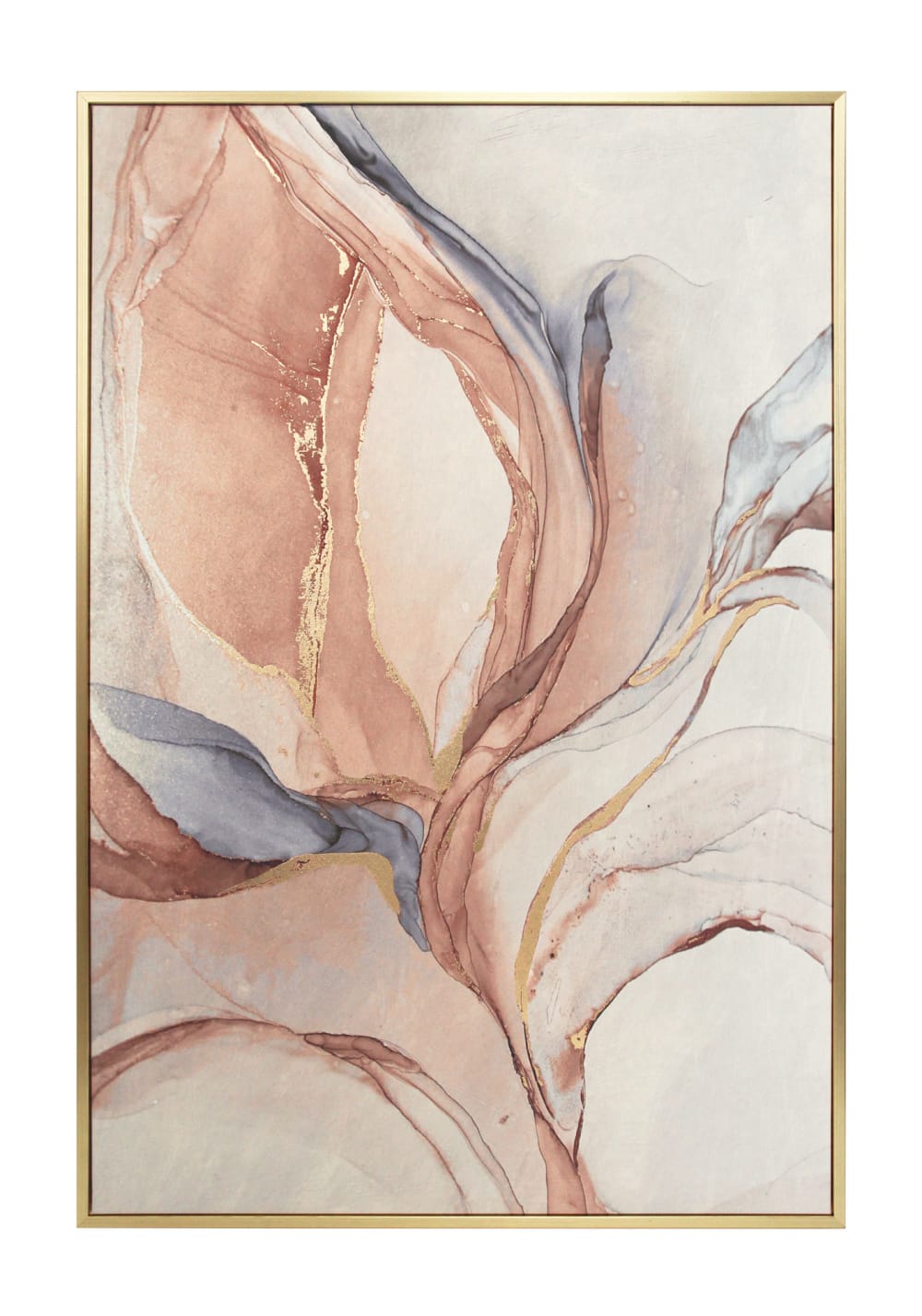 Tableau en polyester abstrait rose et doré 92x62x4 cm