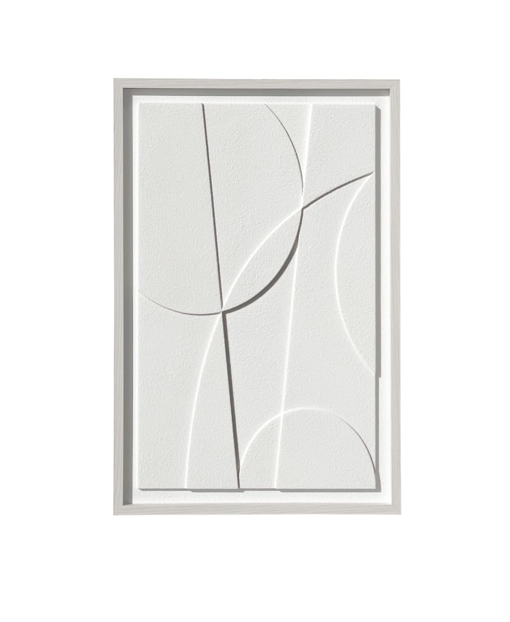 Tableau en résine 3D texturée abstrait blanc 90x60x4 cm