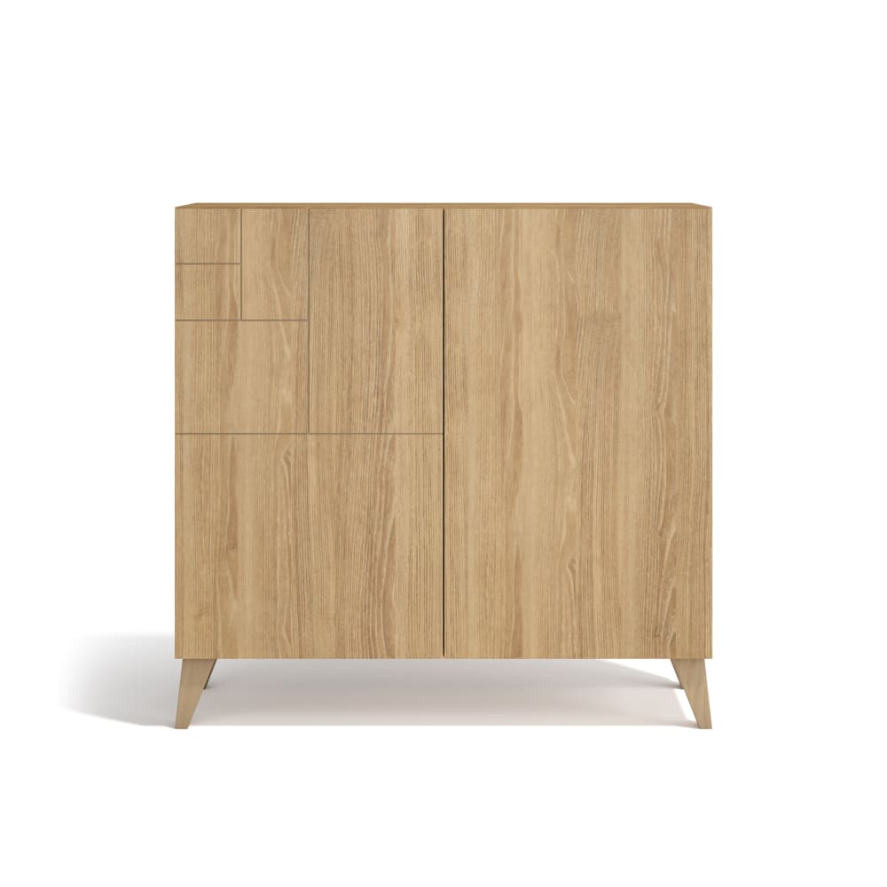 Meuble à chaussures en mélamine chêne pieds chêne 87x90x27 cm