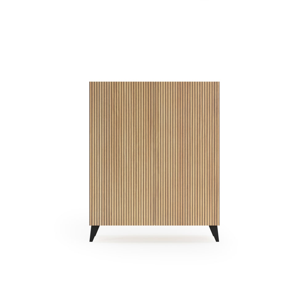 Meuble à chaussures mélaminé chêne doré-impression lattes 109x90x27 cm