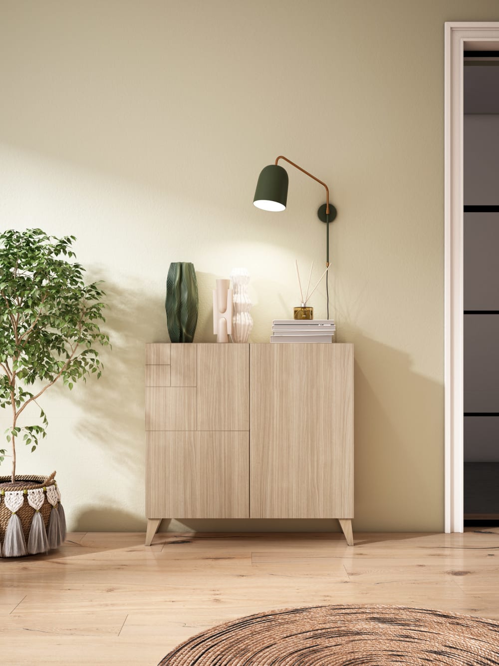 Meuble à chaussures, mélamine noyer clair pieds noyer clair 87x90x27