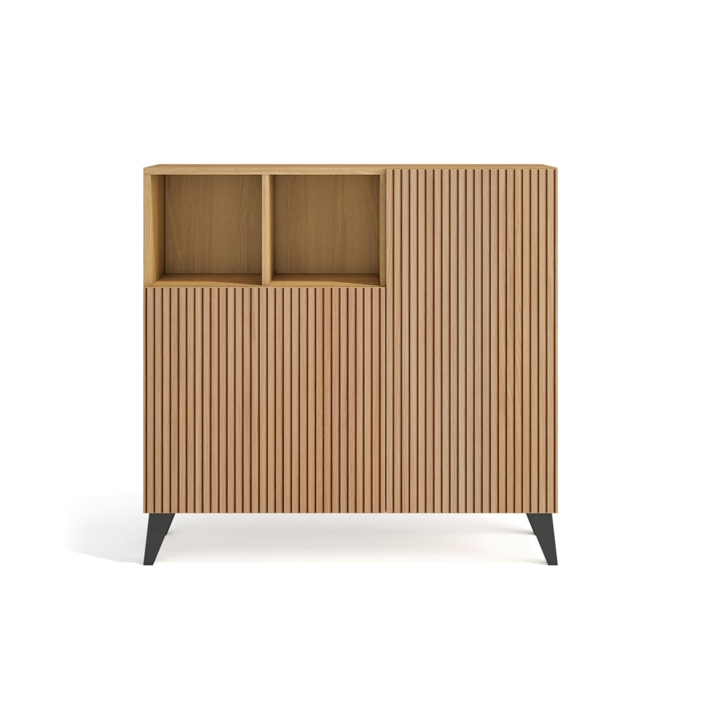 Herdasa Schuhschrank Melamin Gold-Eiche Tür Lattenoptik, Füße Graphit 87x90x27 style modern Braun Spanplatte