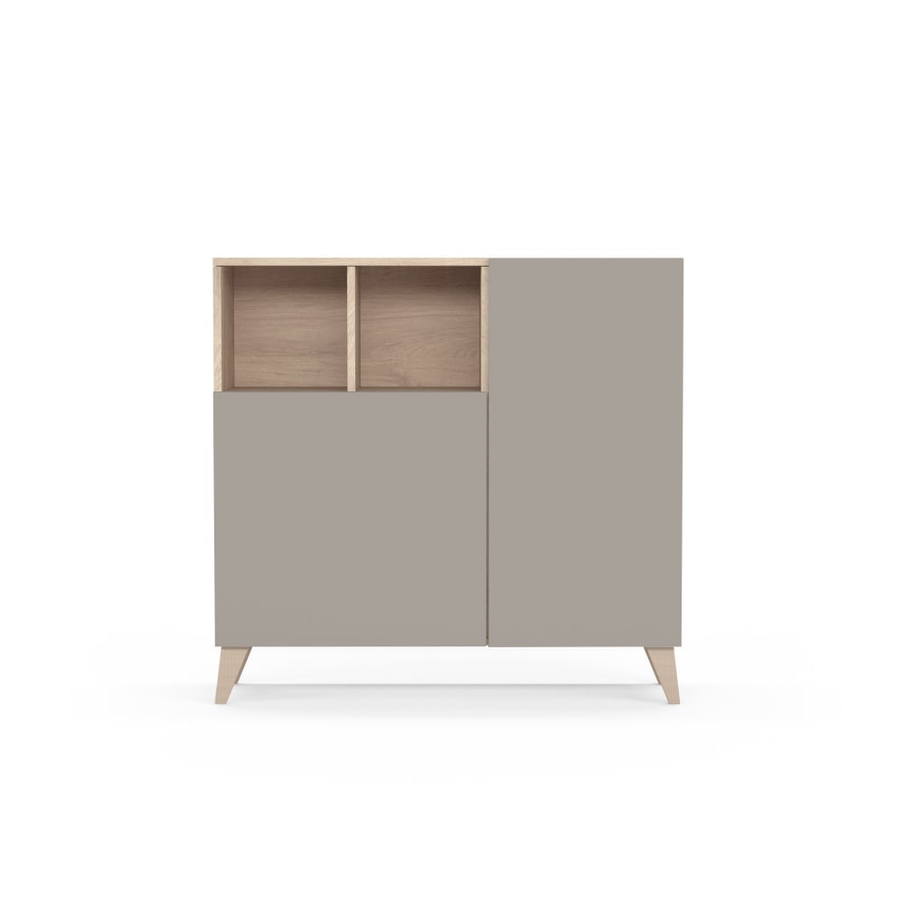 Meuble à chaussures en mélamine chêne clair portes sable 87x90x27 cm