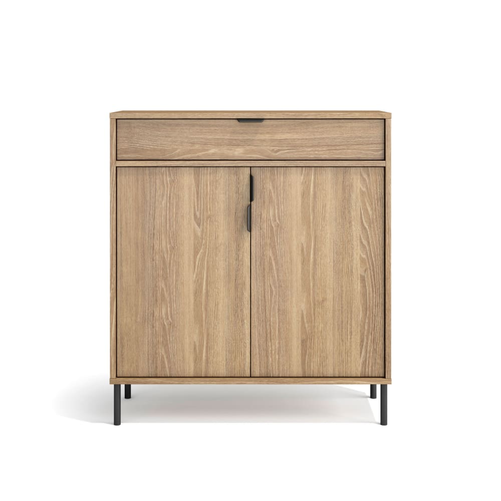 Meuble à chaussures, mélaminé chêne doré pieds graphite 89x80x29