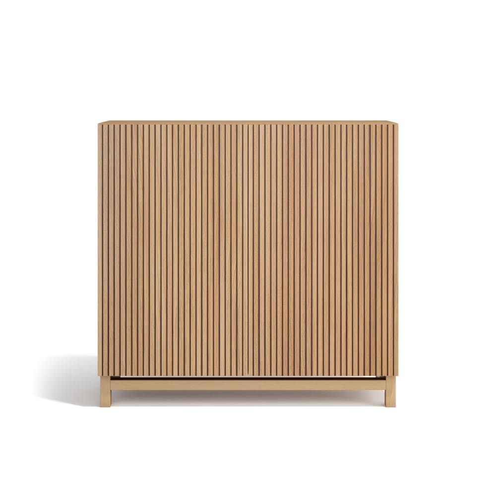 Herdasa Schuhschrank aus Melamin Gold-Eiche mit Türen in Lattenoptik 90x90x27 style modern Braun Spanplatte