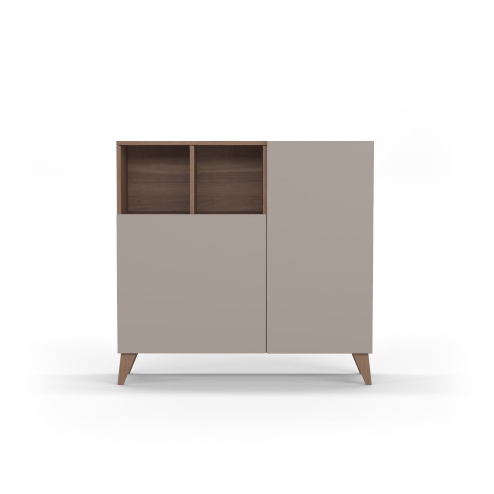 Herdasa Schuhschrank aus Melamin in Nussbaum mit Türen in Sand 87x90x27 cm style modern Braun Spanplatte
