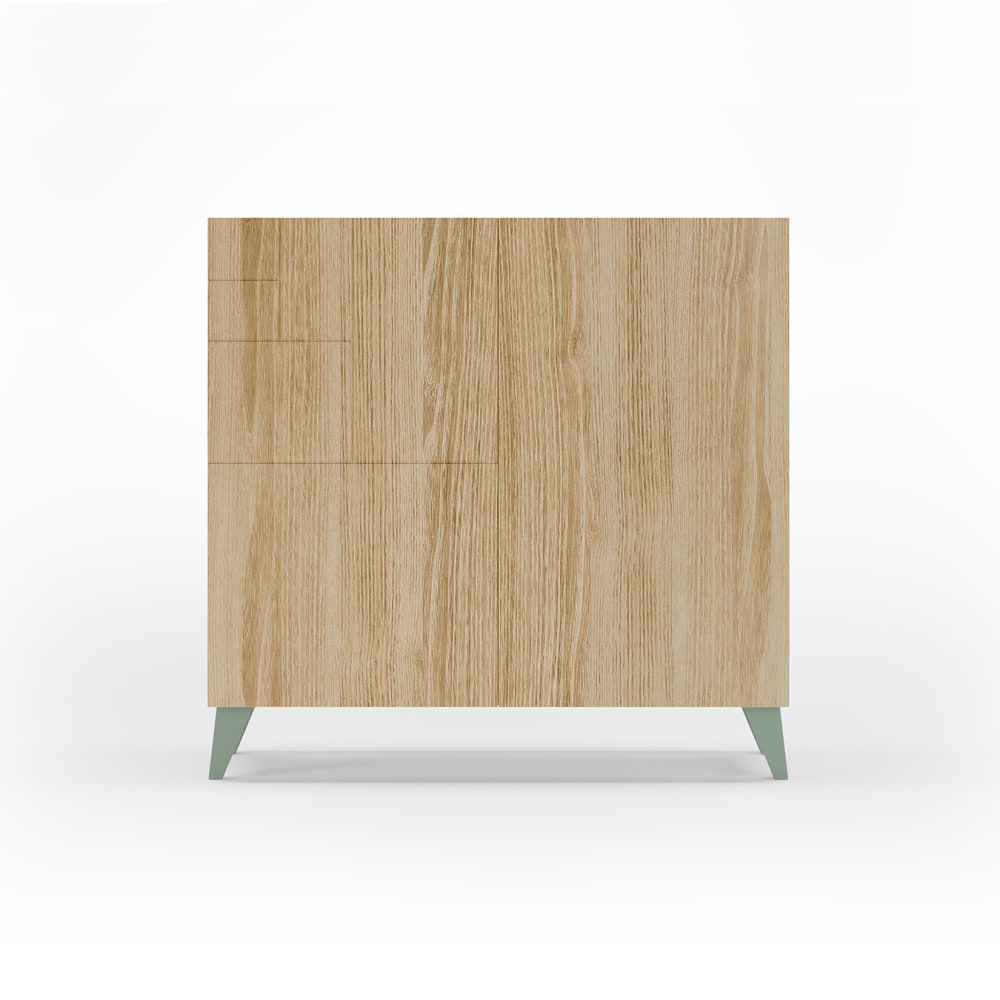 Meuble à chaussures en mélamine chêne pieds verts 87x90x27 cm