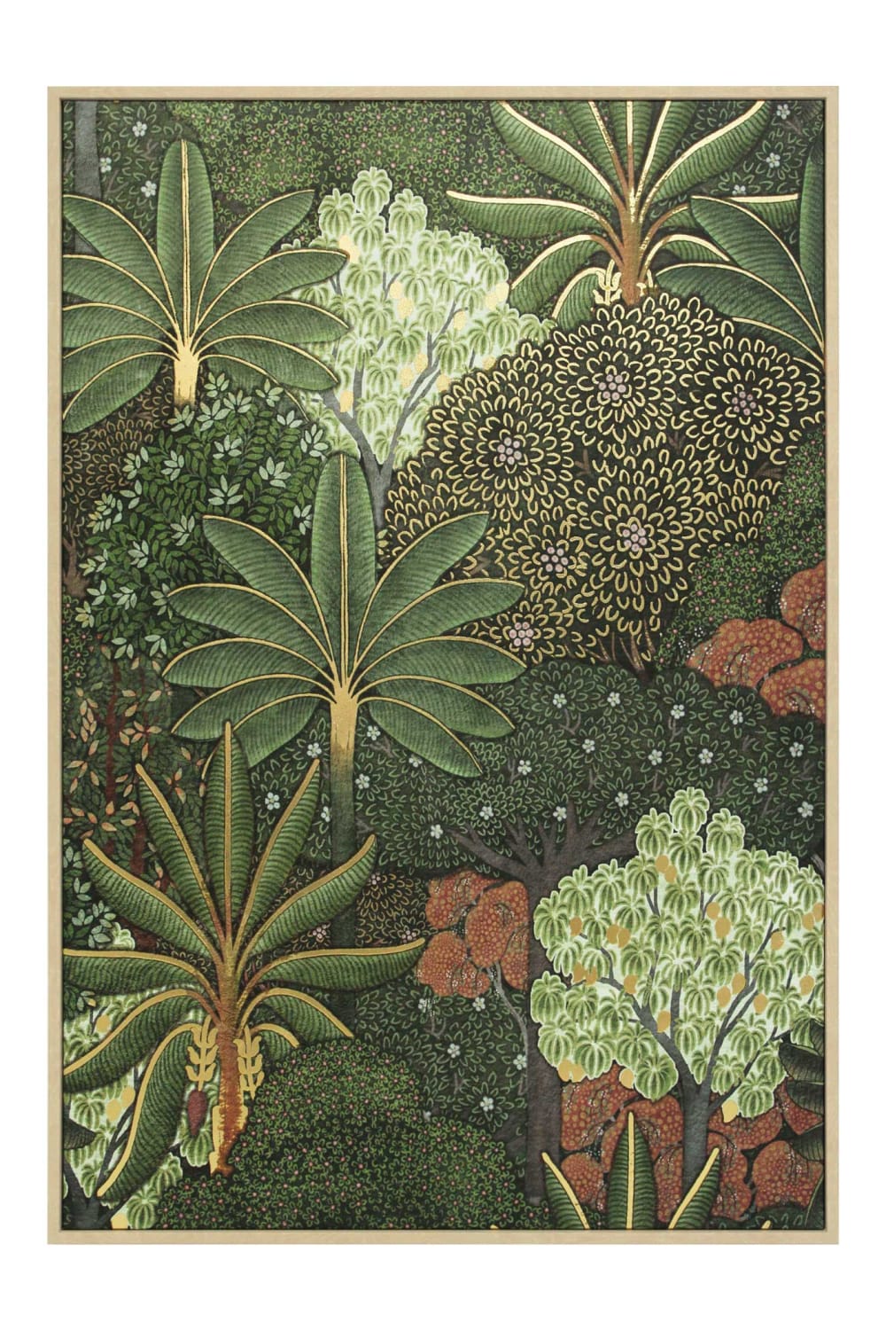Tableau en polyester nature vert et doré 92x62x4 cm