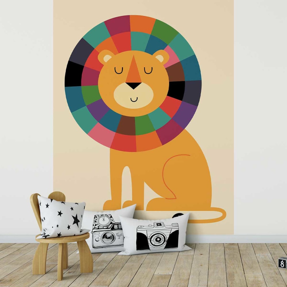 Hexoa Tapete Löwe im Regenbogen 208x270cm BLAU VLIES Kinder
