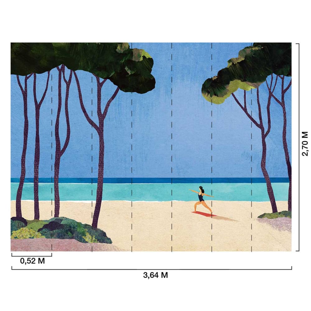 Papier peint yoga sur la plage 364x270 cm — vue 3