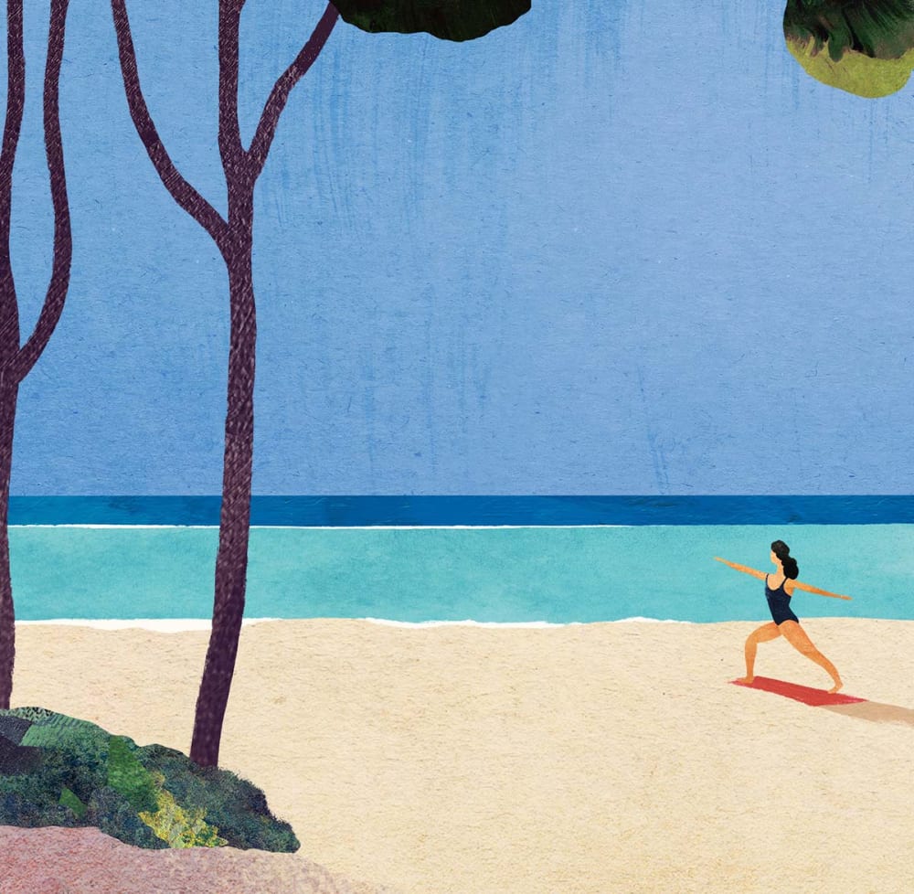 Papier peint yoga sur la plage 364x270 cm — vue 4