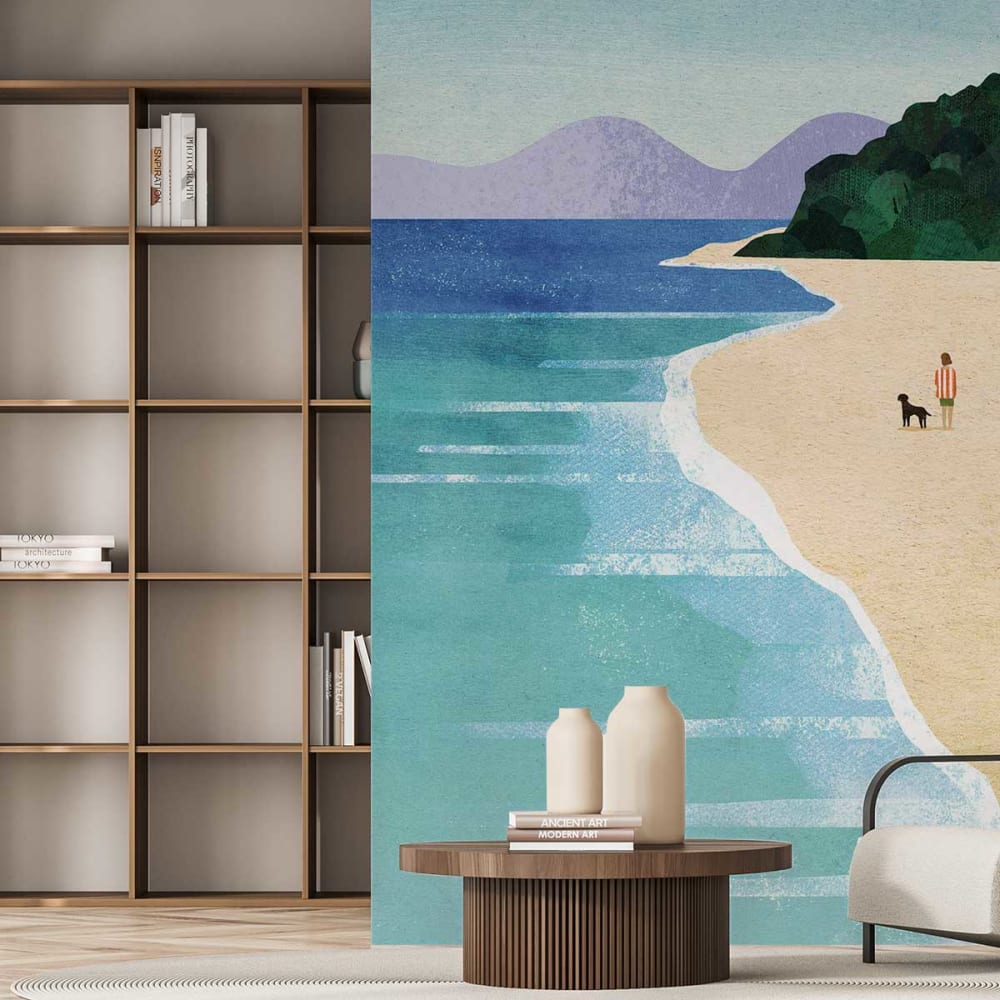 Hexoa Tapete Strandspaziergang 156x270cm style landhaus MEHRFARBIG VLIES Kinder