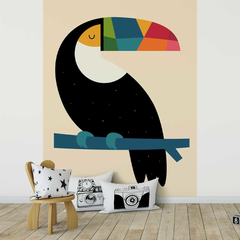 Hexoa - Papier peint toucan multicolore 208x270 cm