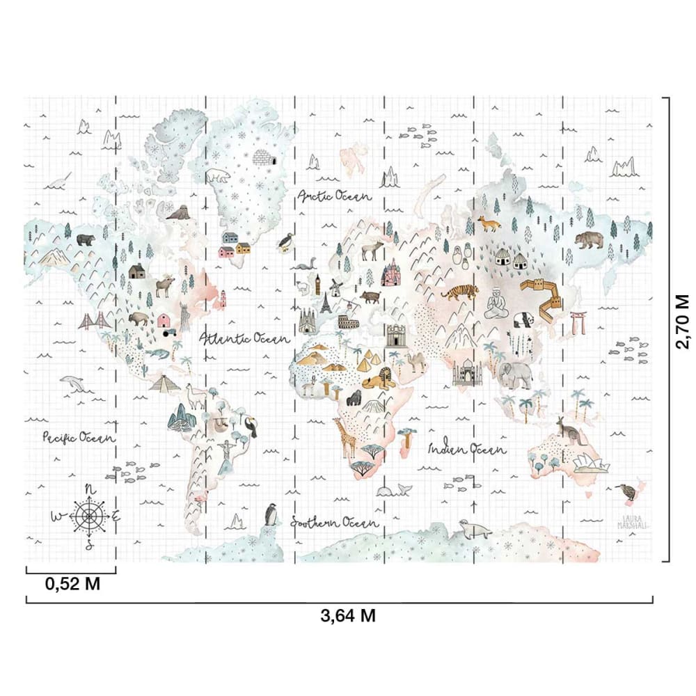 Papier peint le monde en dessin 364x270 cm - Maisons du Monde