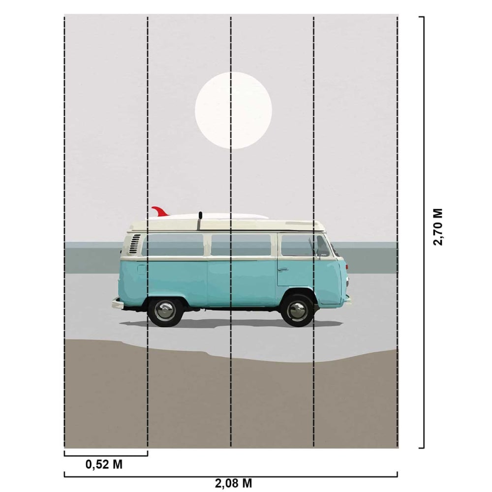 Papier peint combi bleu 208x270 cm