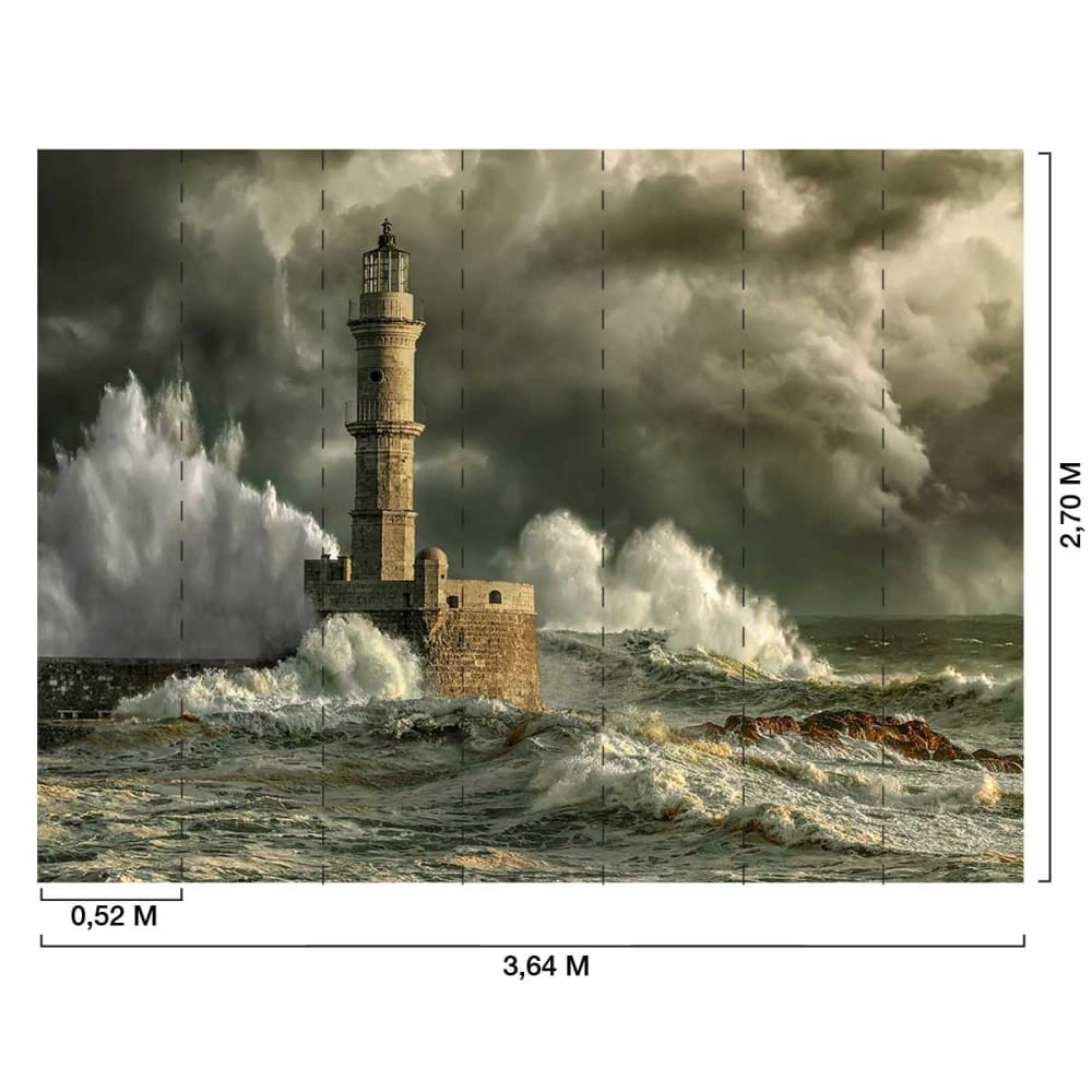 Papier peint orage sur le phare 364x270 cm — vue 3