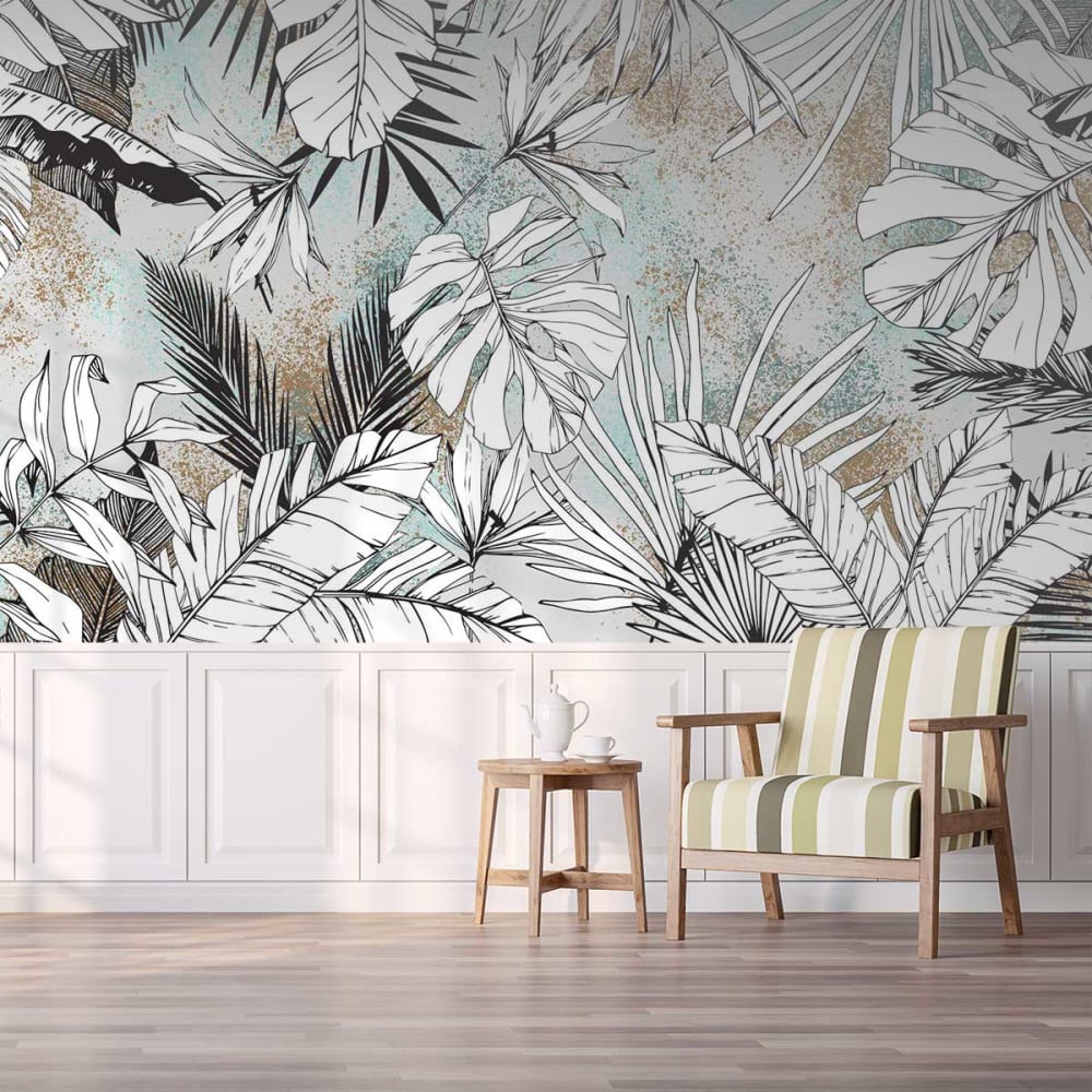 Hexoa Tapete Tropenschablonen 364x270cm style landhaus Mehrfarbig Vlies