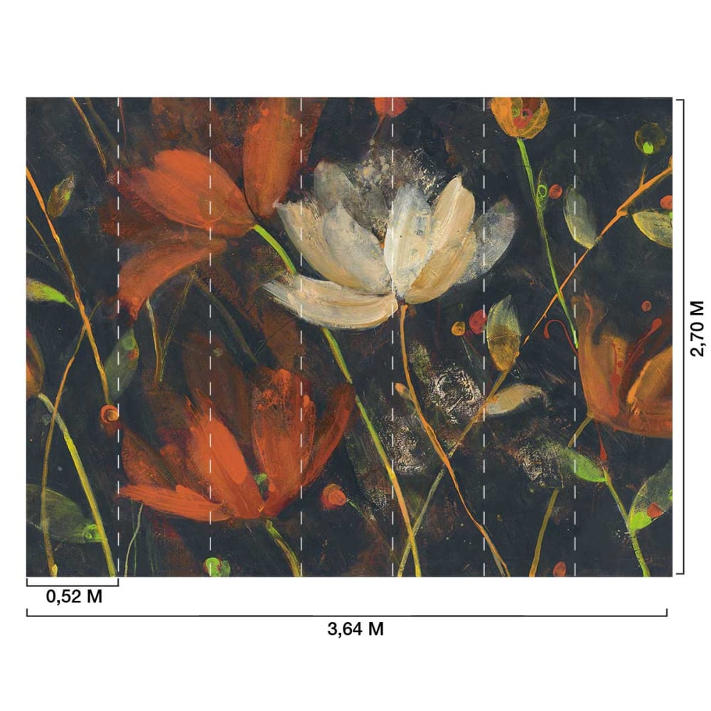 Papier peint fleurs bordeaux 364x270 cm — vue 3