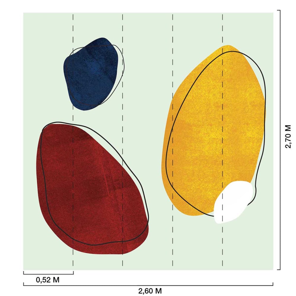 Papier peint bleu jaune rouge trio 260x270 cm — vue 3