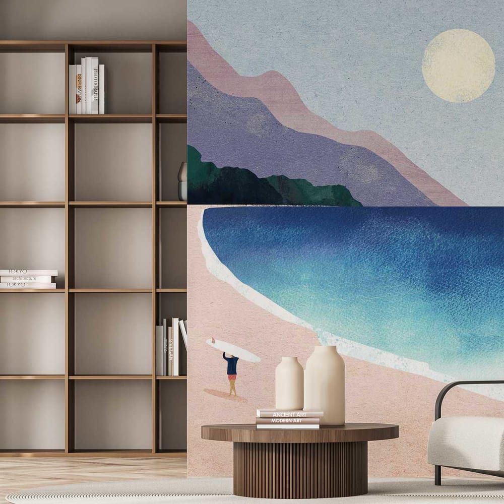 Hexoa Tapete Bucht des Surfers 156x270cm Mehrfarbig Vlies