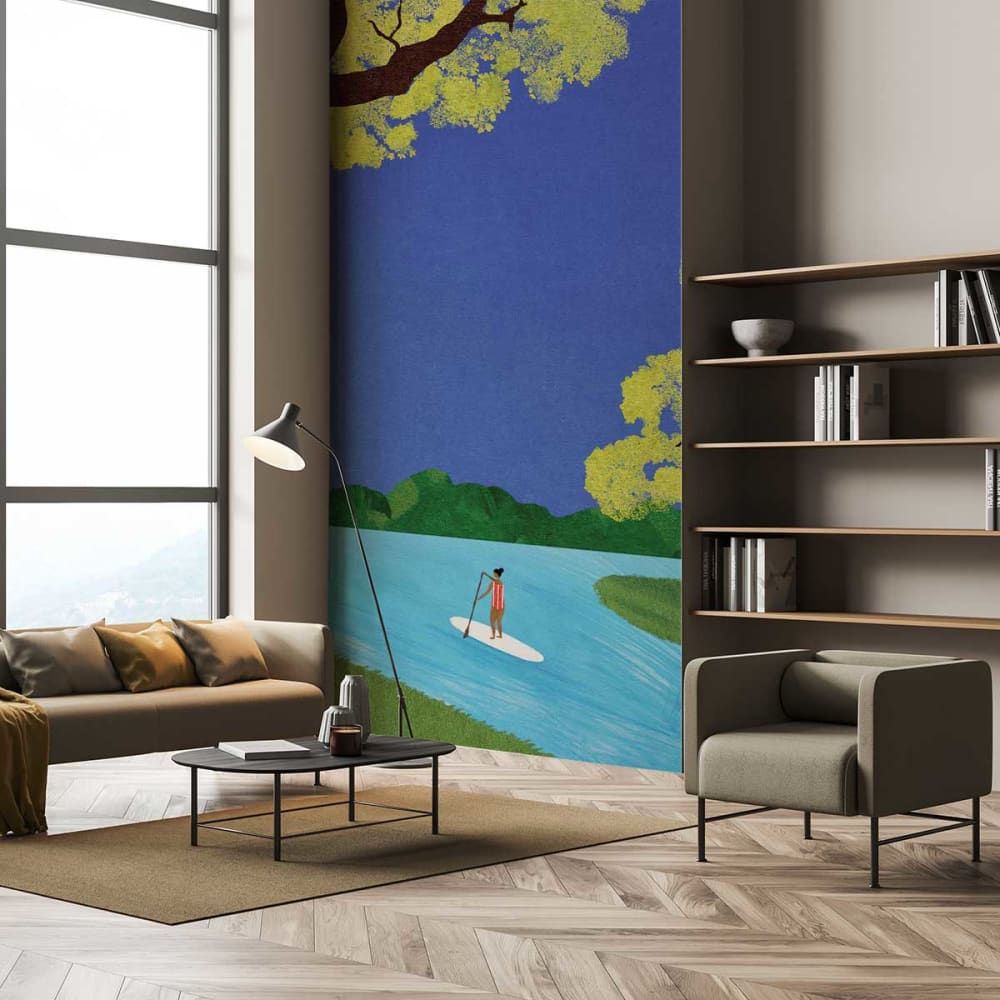 Hexoa Tapete Stand-Up Paddle zwischen Mangroven 156x270cm style landhaus Mehrfarbig Vlies