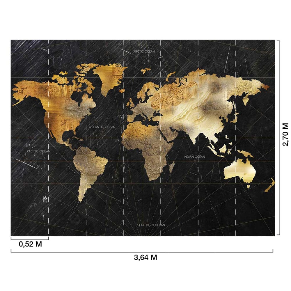 Papier peint carte du monde effet bois 364x270 cm — vue 3