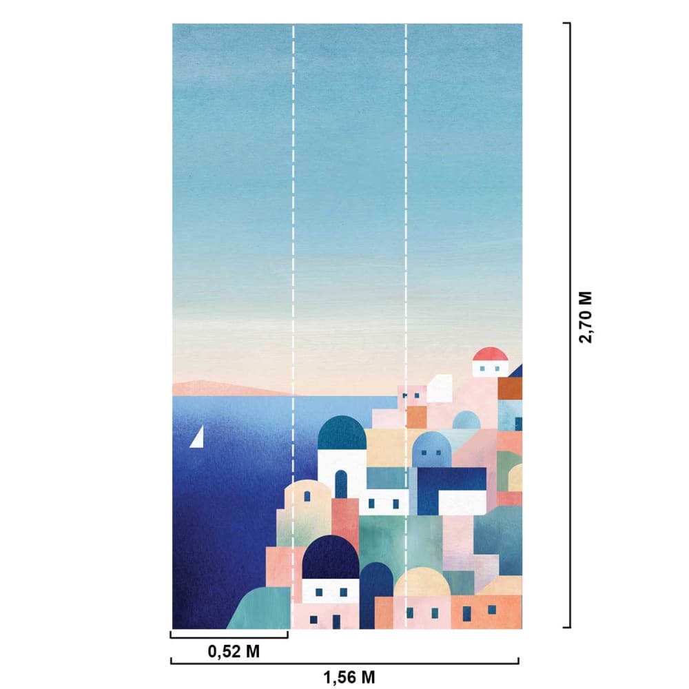 Papier peint vue sur fira 156x270 cm — vue 3