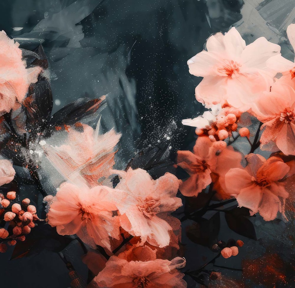 Papier peint roses sur gris 364x270 cm — vue 4