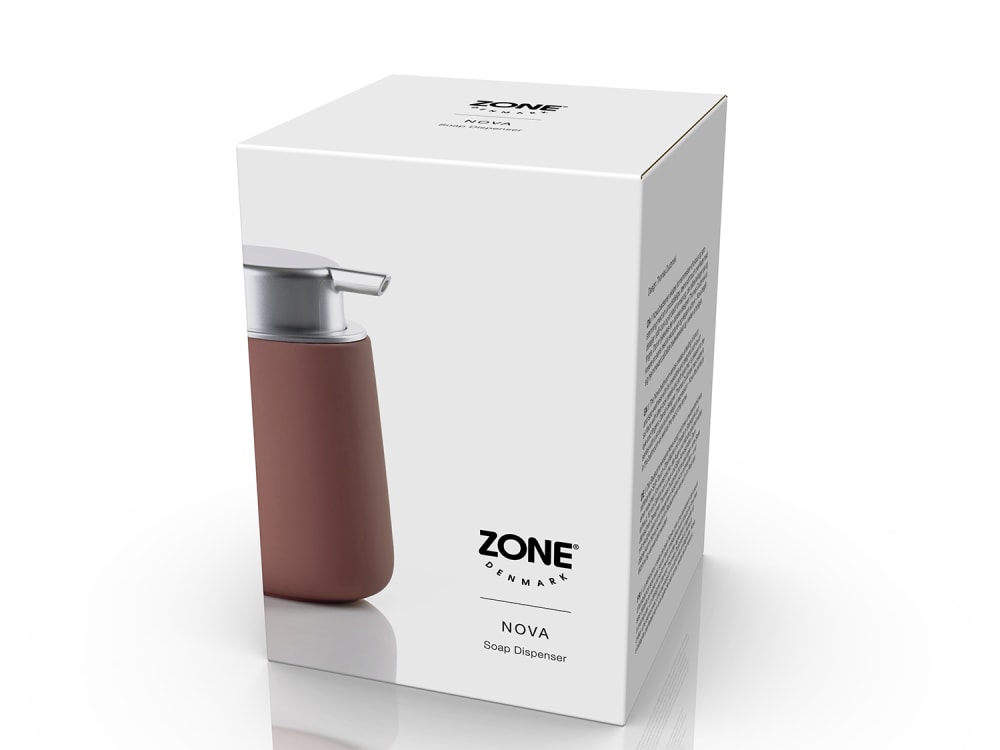 Distributeur de savon en porcelaine/abs rouge pêche - Maisons du Monde