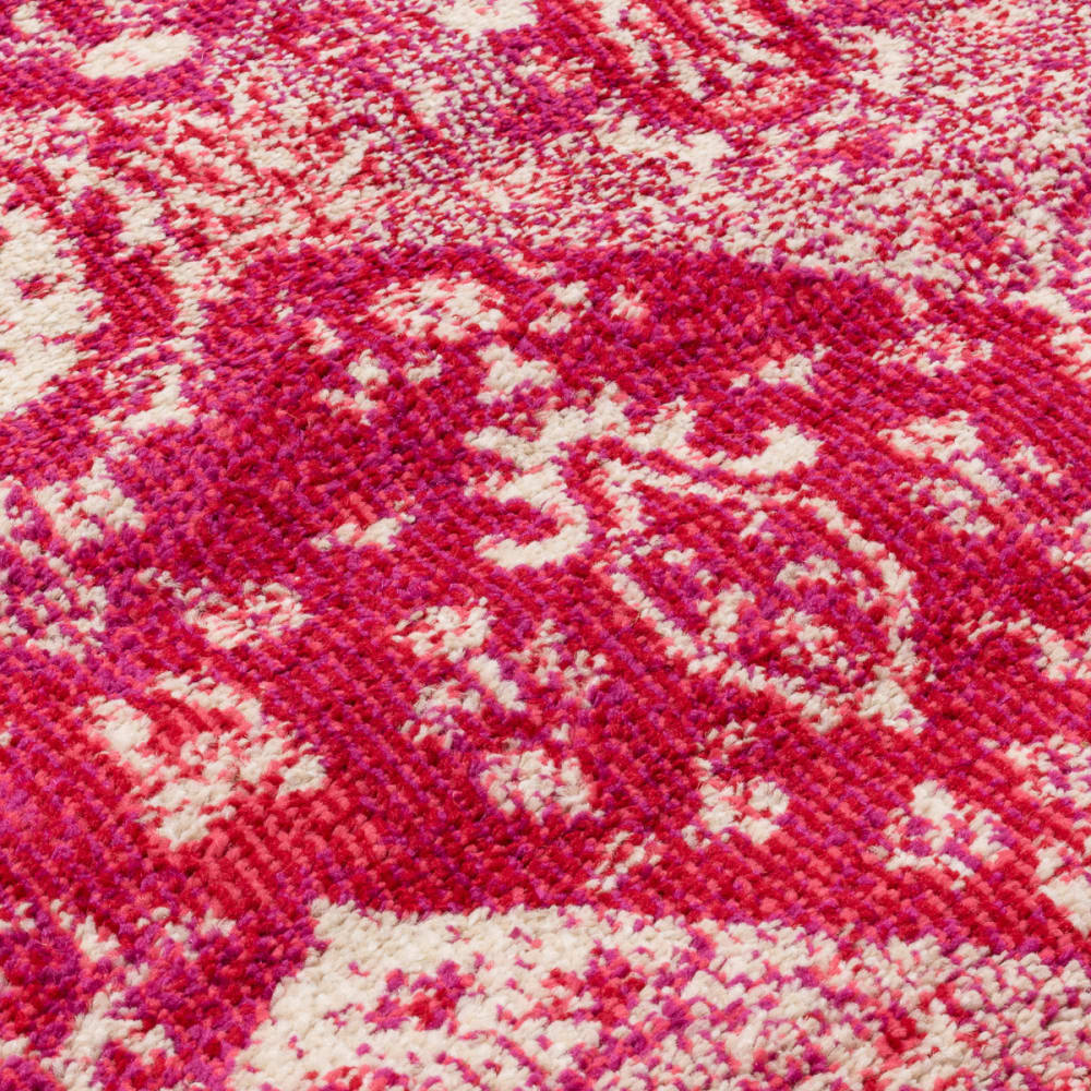 Tapis salon vintage en laine artificielle rose framboise 120x170 — vue 4