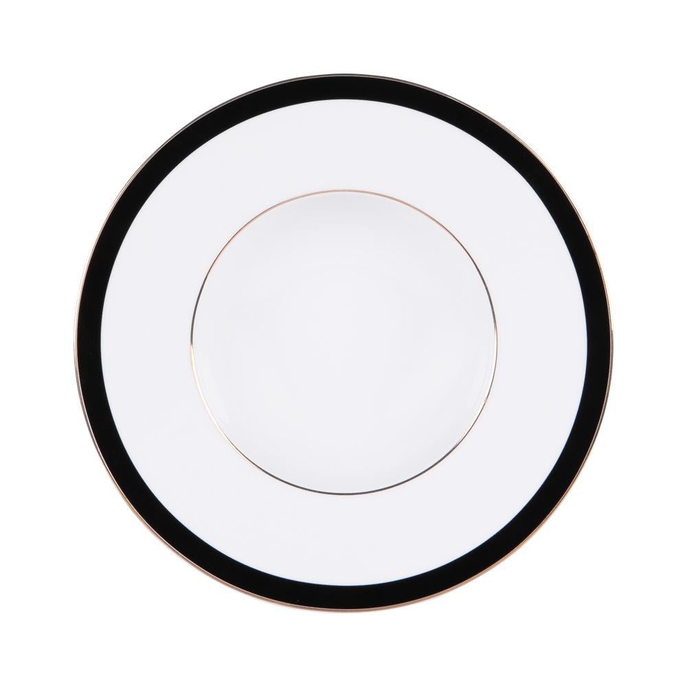 Lot de 6 assiettes à dessert blanches et noires en porcelaine 21 cm