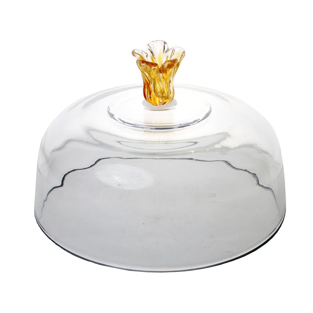 Cloche sur pied Fleur en verre 30 cm transparent / cristal - Maisons du Monde