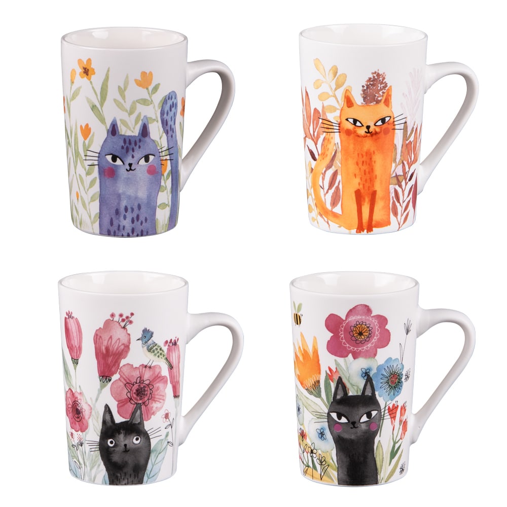 Coffret 4 mugs   35 cl multicolore en porcelaine