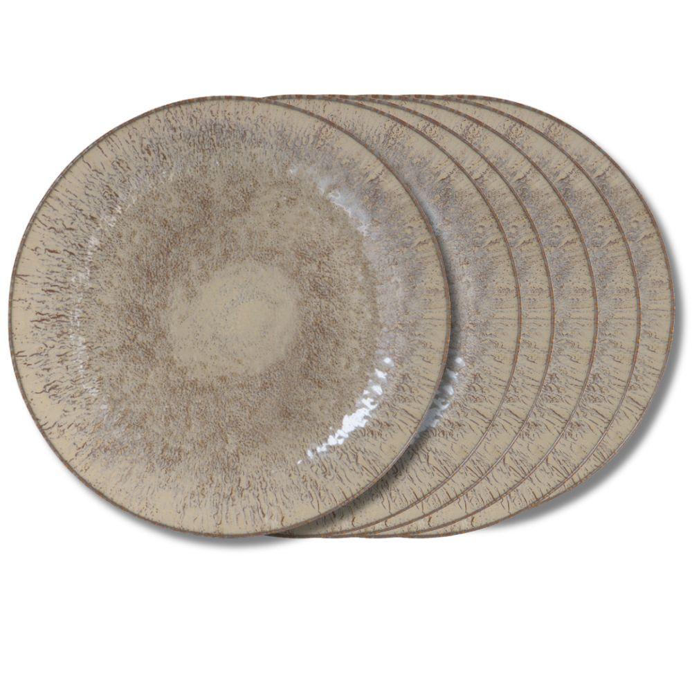 Lot de 6 assiettes plates en grès marron 27 cm Lot de 6 assiettes plates en grès marron 27 cm