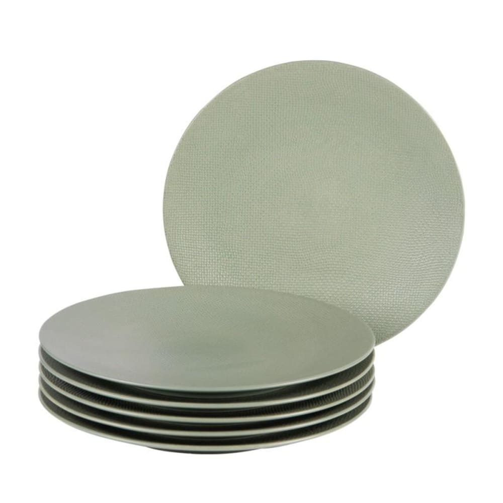 Lot de 6 assiettes plates sauge en grès 27 cm